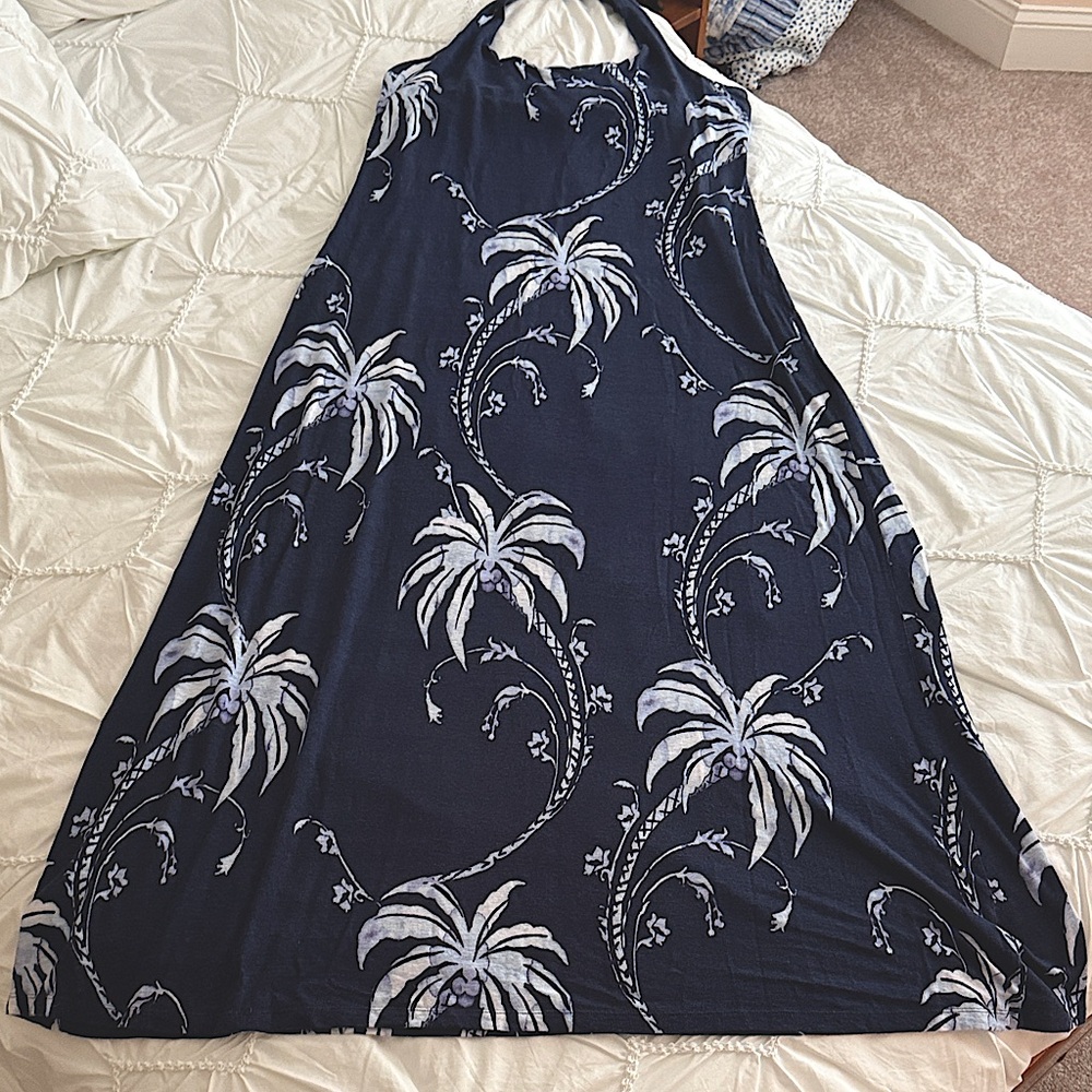 Tommy Bahama Dark Blue and White Maxi Dress in Excellent condition